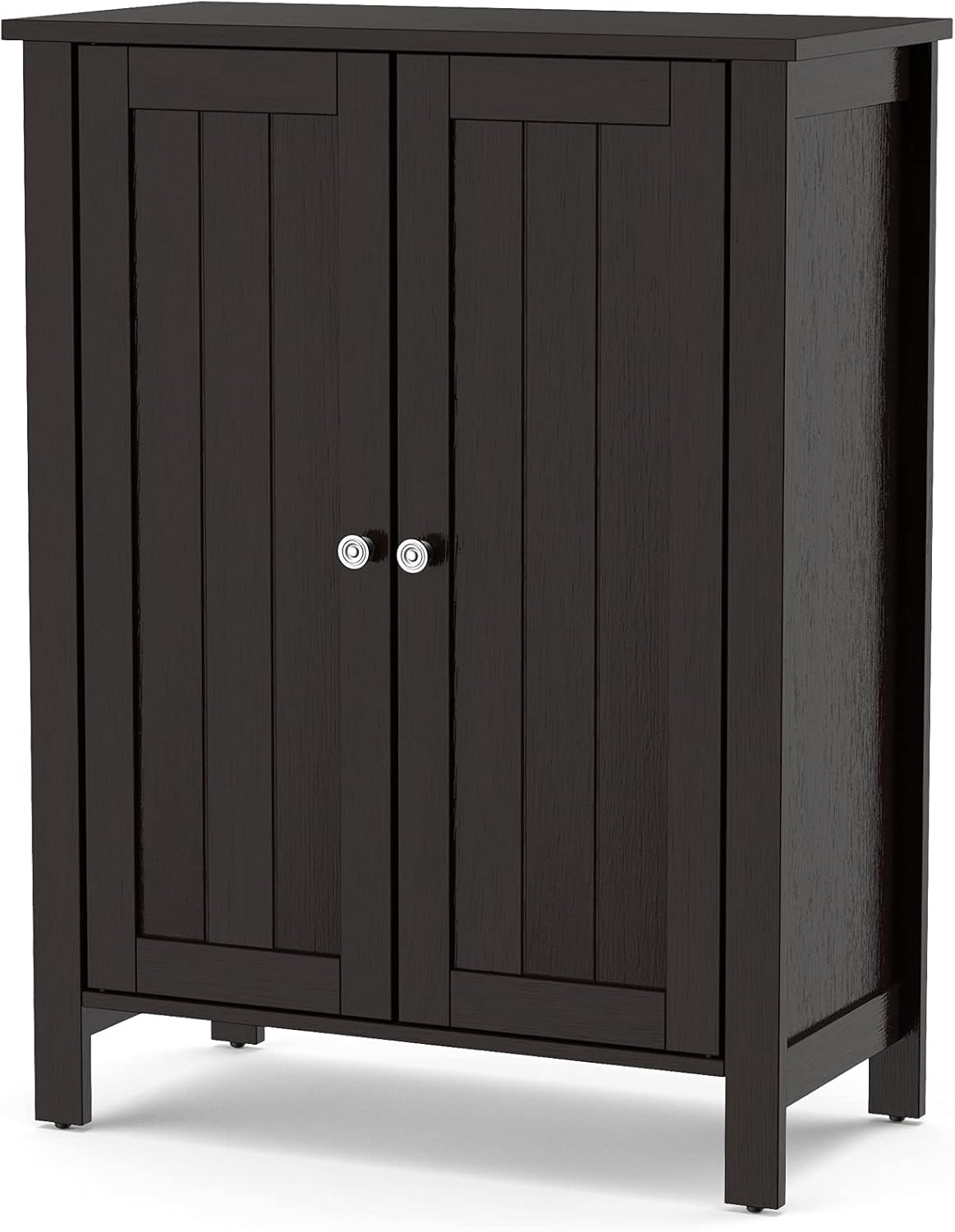 White 3 Tier Bathroom Floor Cabinet with Double Door L251323