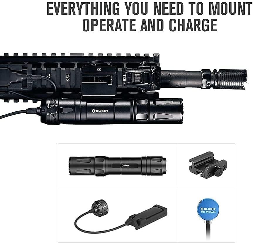2000 Lumens Rechargeable Picatinny Rail Mounted Tactical Flashlight with Remote Pressure Switch B3864