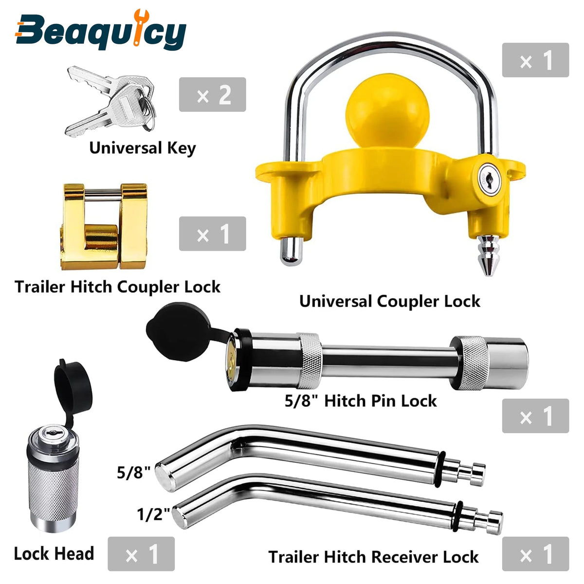 Trailer Hitch Security Lock Set with Pin Lock, Share 2 Keys B589904