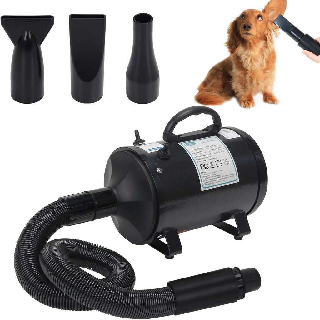 3.2HP Pet Grooming Hair Dryer with Hose, 3 Nozzle Options, Pack of 2 C136