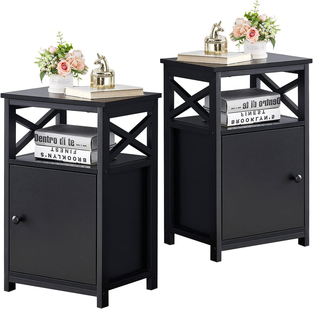 Light Blue Set of 2 Night Stand with Storage Cabinet N827894