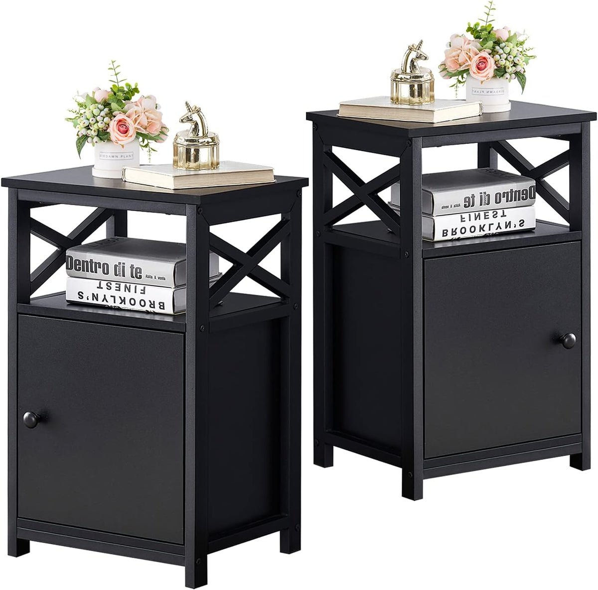 Light Blue Set of 2 Night Stand with Storage Cabinet N827894