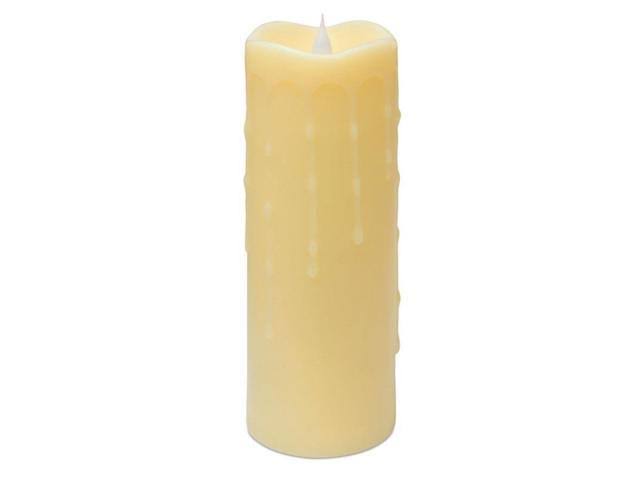 Ivory Dripping Wax Flameless LED Lighted Pillar Candle with Moving Flame L45744