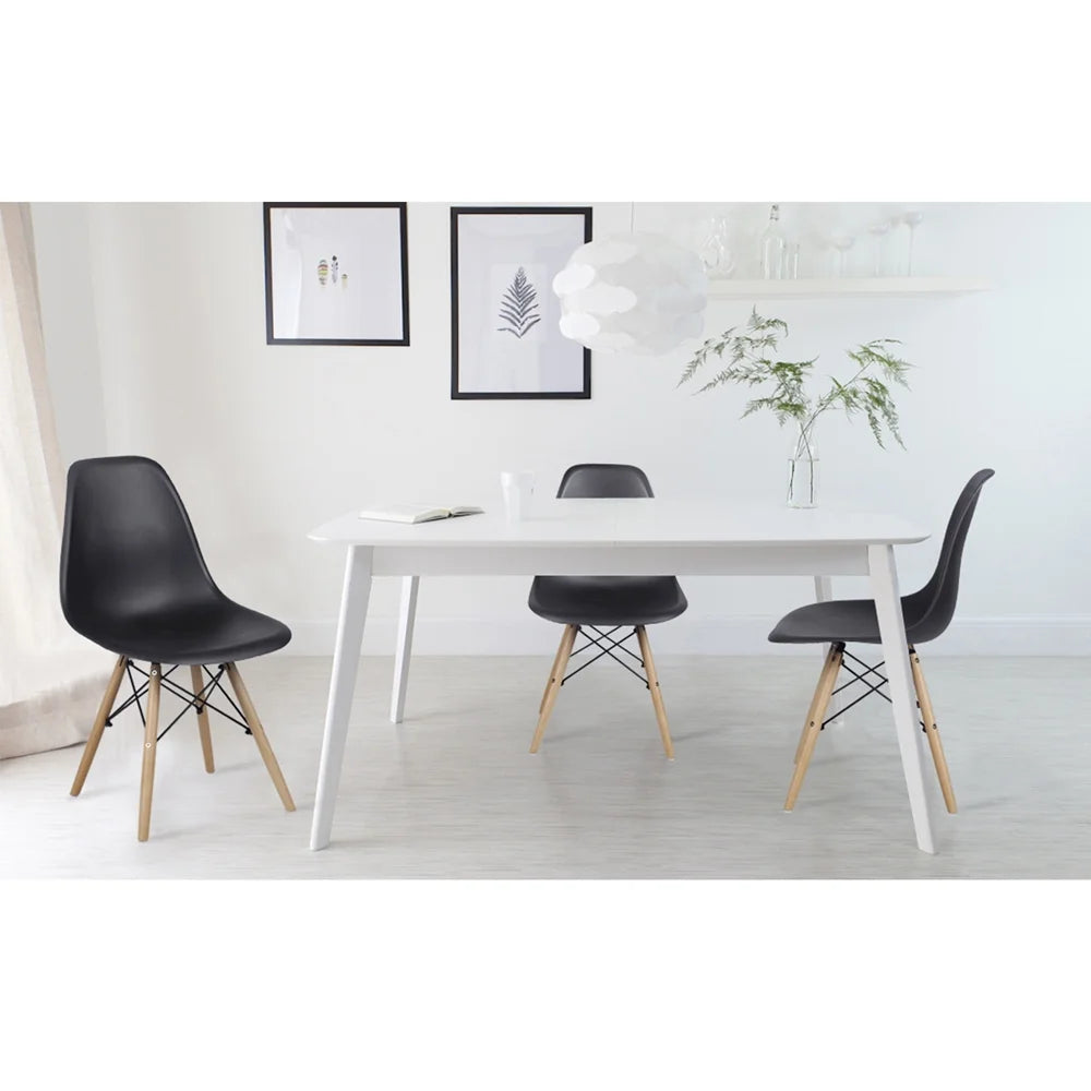 Black Plastic Armless Dining Chair Wood Leg, Set of 2 C960