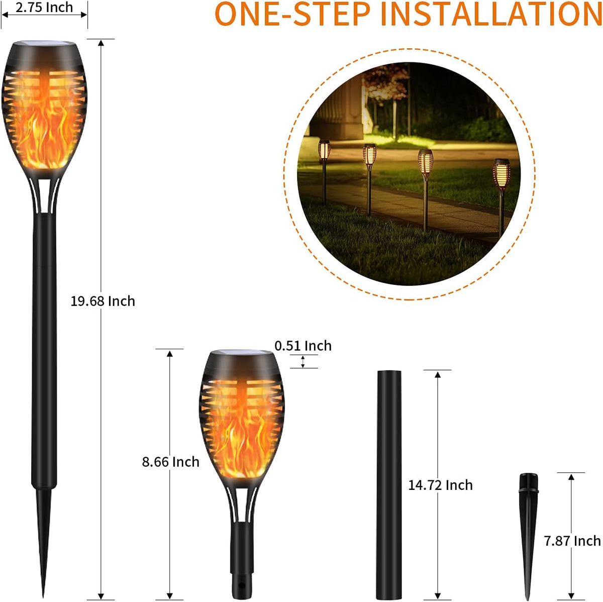 12 Pack Solar Torch Light with Flickering Flame C555639