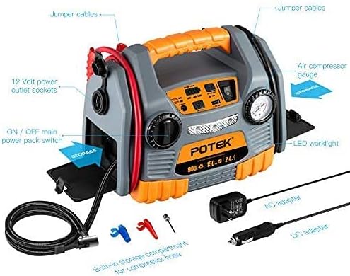 900 Peak Amps Jump Starter Power Station with 150 PSI Air Compressor T314