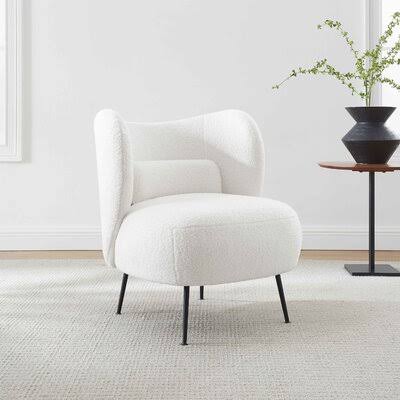 White Wool Armless Chair F44786
