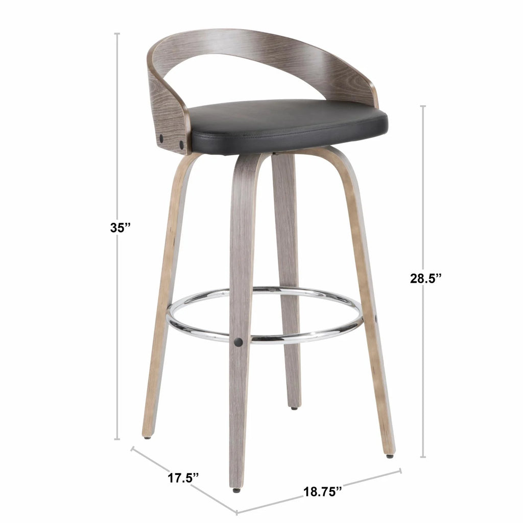 Mid-Century Modern Swivel Barstool Set Of 2 V4175