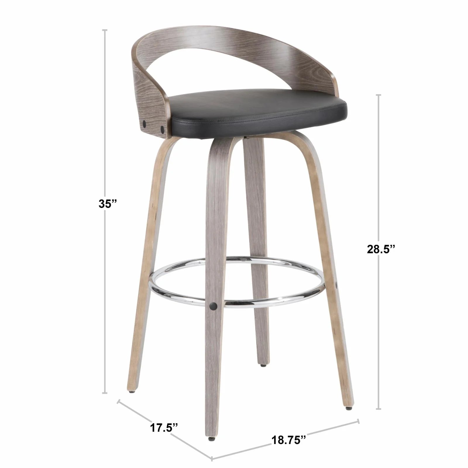 Mid-Century Modern Swivel Barstool Set Of 2 V4175