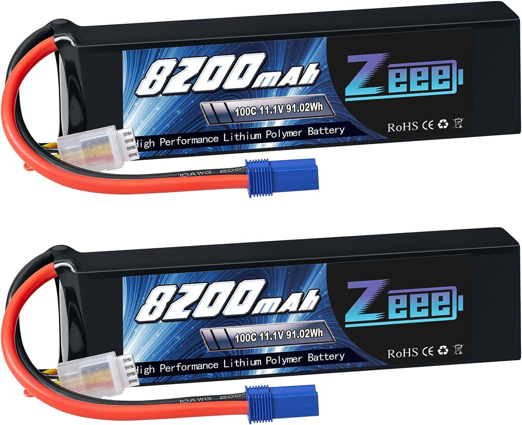 3S 8200mAh 11.1V 100C EC5 Connector Soft Case Lipo Battery (2 Pack) V2618