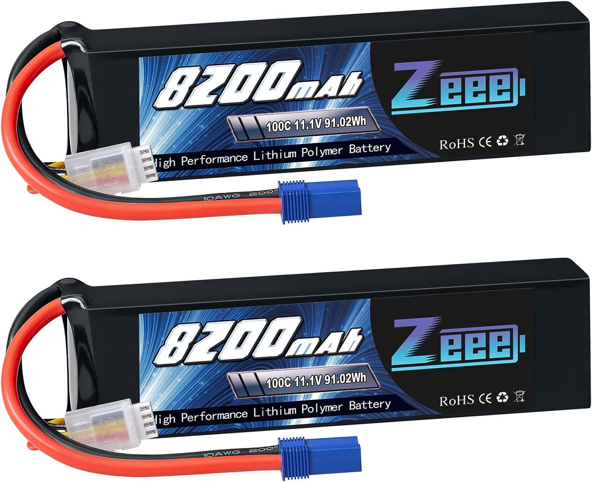 3S 8200mAh 11.1V 100C EC5 Connector Soft Case Lipo Battery (2 Pack) V2618