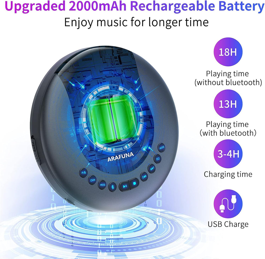 Pack of 2 Portable Bluetooth CD Player with LCD Screen P478038