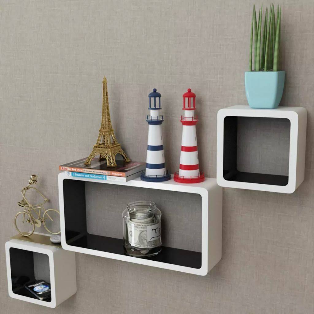 White and Pink Wall Cube Shelves 6 Pcs Q473