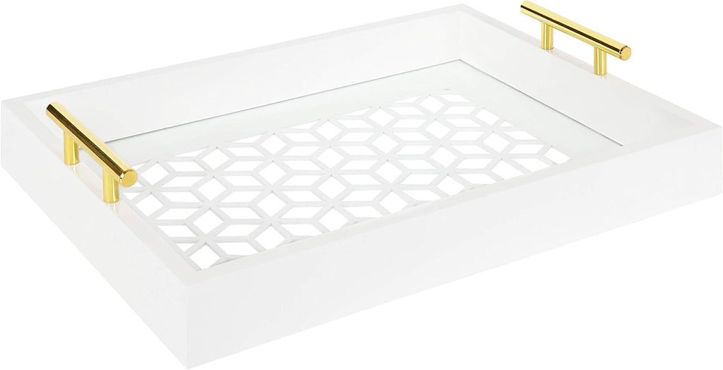 Pink and Gold Decorative Tray with Metal Handles V754066