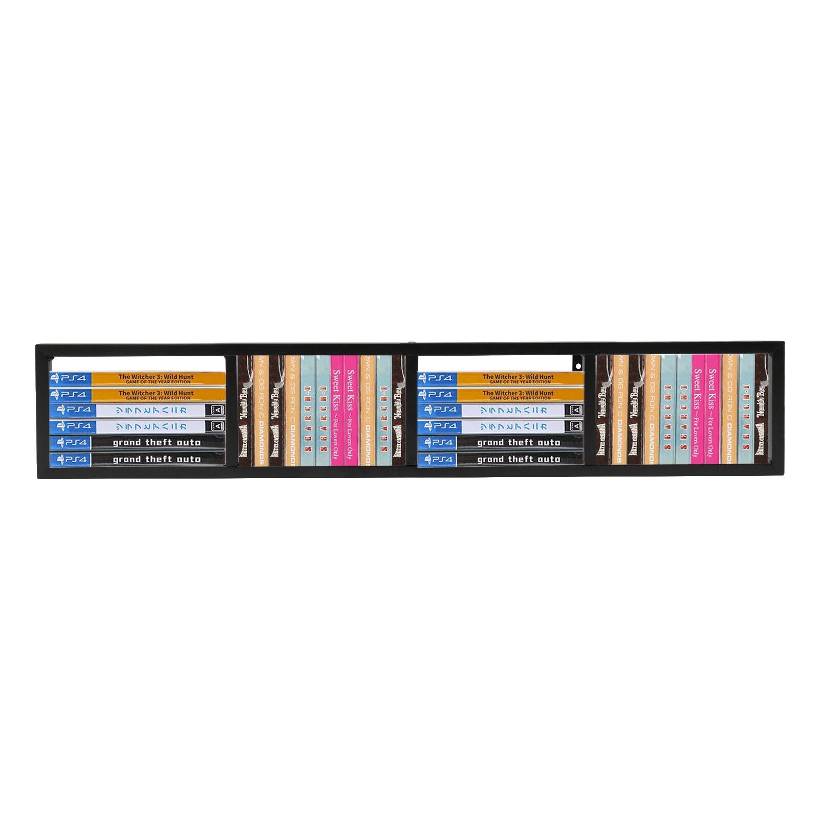 Black Iron Wall Mount CD DVD Media Rack Storage Shelf D2180