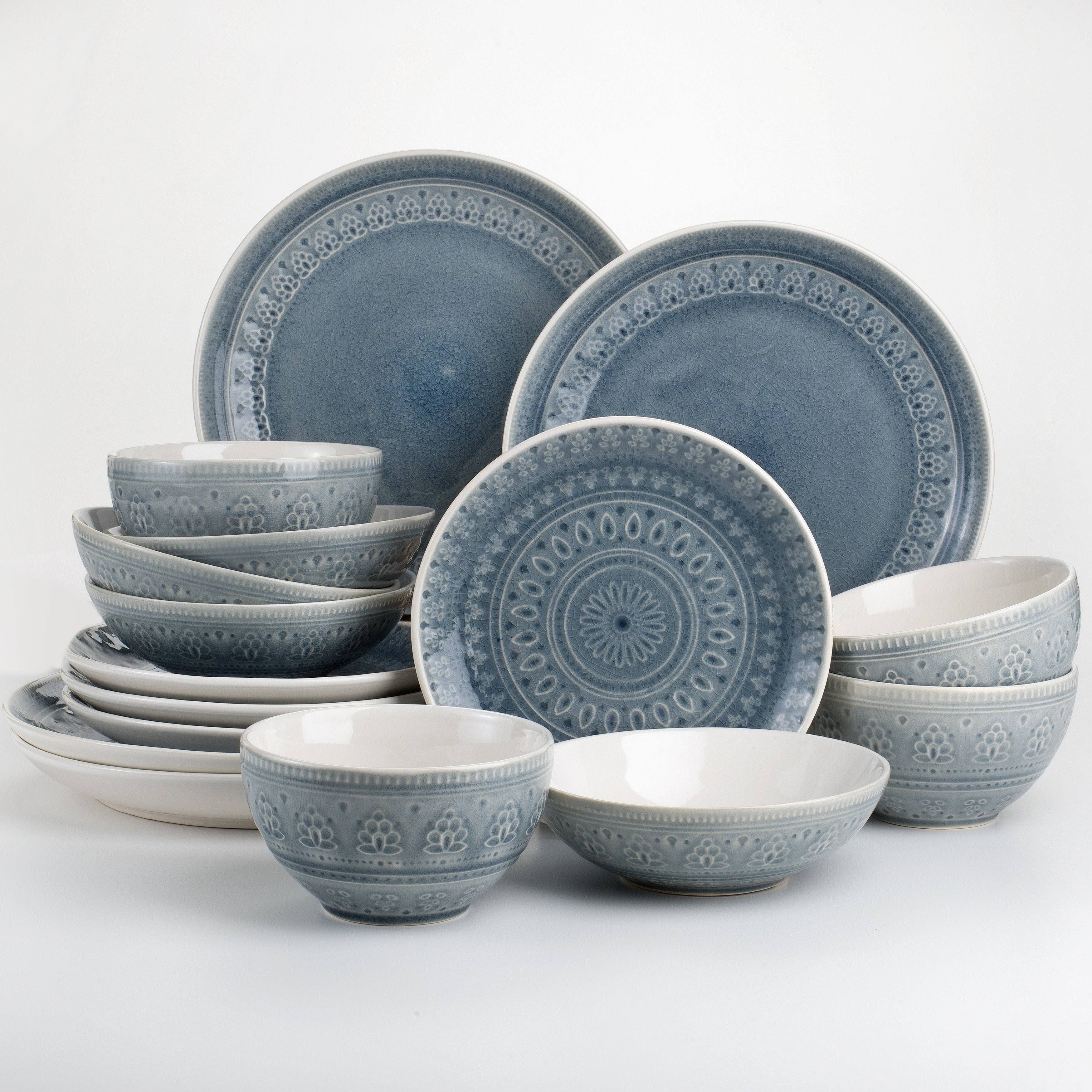 16 Piece Crackle-glaze Double Bowl Dinnerware Set C712