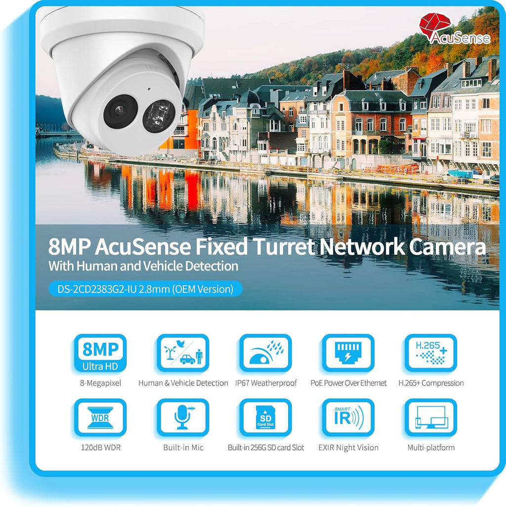 4K PoE Turret IP Camera with 2.8mm Lens, Night Vision, IP67 Waterproof V80958