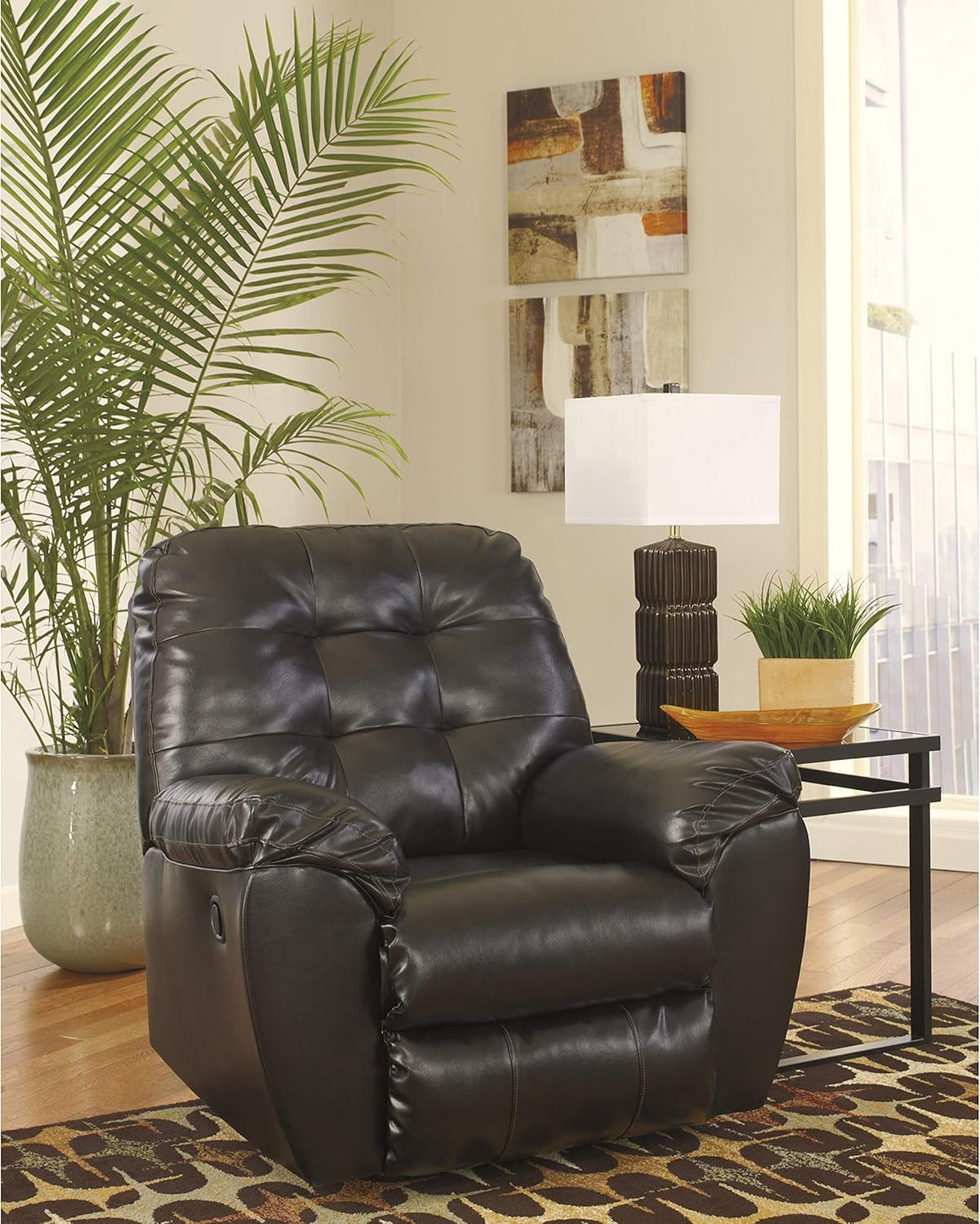 Chocolate Faux Leather Rocker Recliner F607