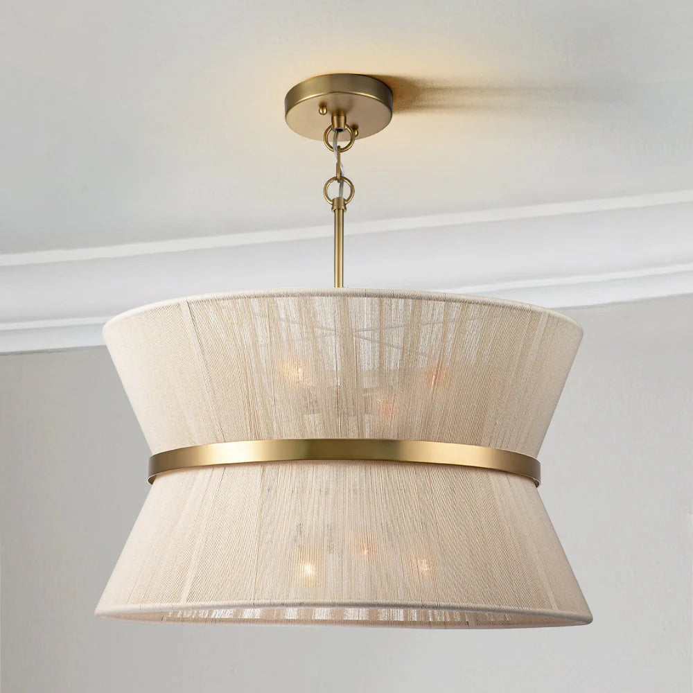8-Light Farmhouse Bleached Natural Rope Chandelier O8504