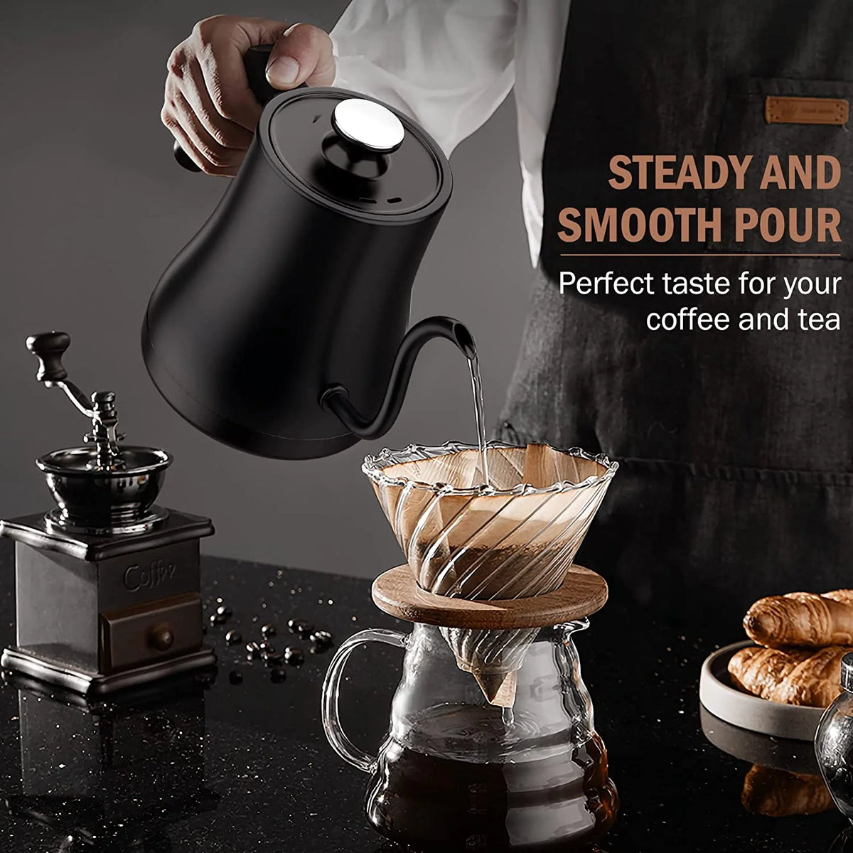 Electric Gooseneck Kettle, Stainless Steel, 1200W, 0.8L A817762