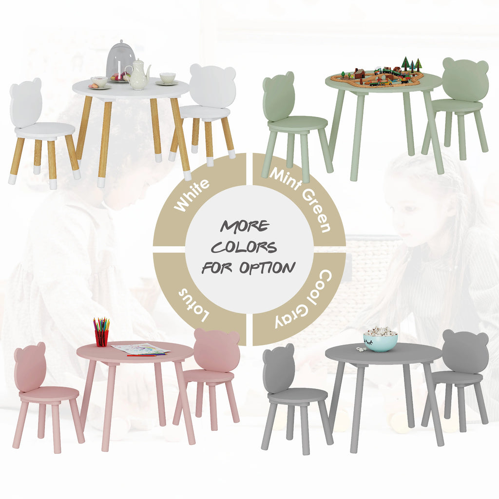 3 Pieces Kids Wood Table and Chair Set F9320