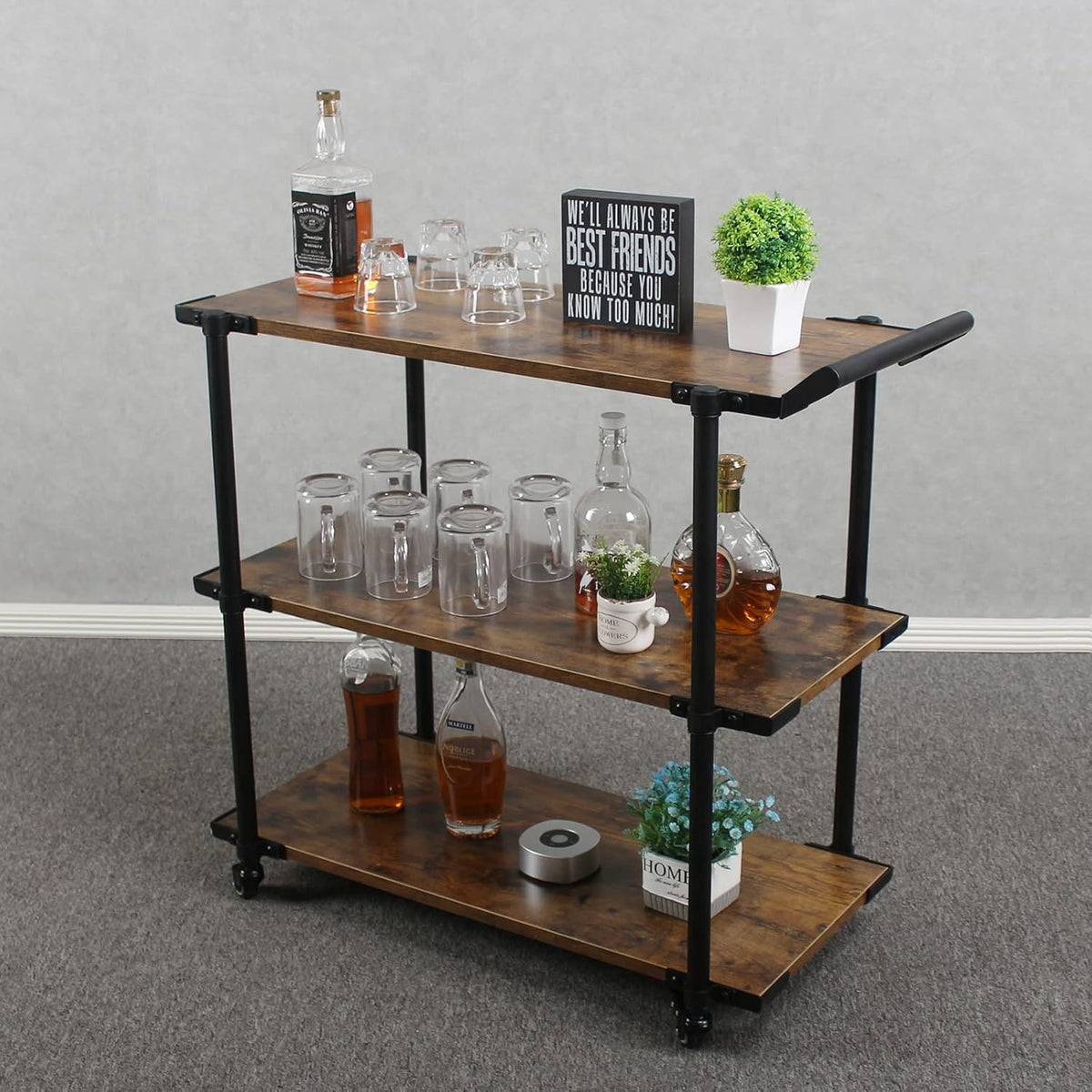 3-Layer Bar Serving Cart on Wheels Q717058