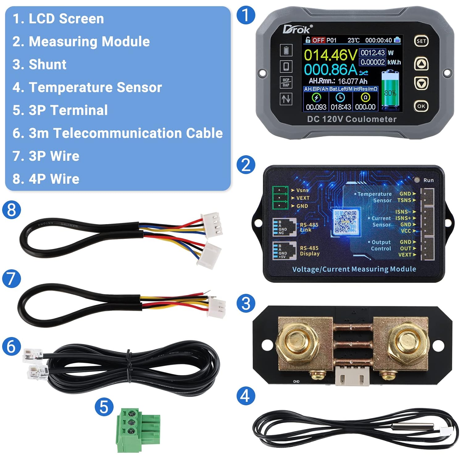 DC Voltmeter Coulometer Battery Monitor W558
