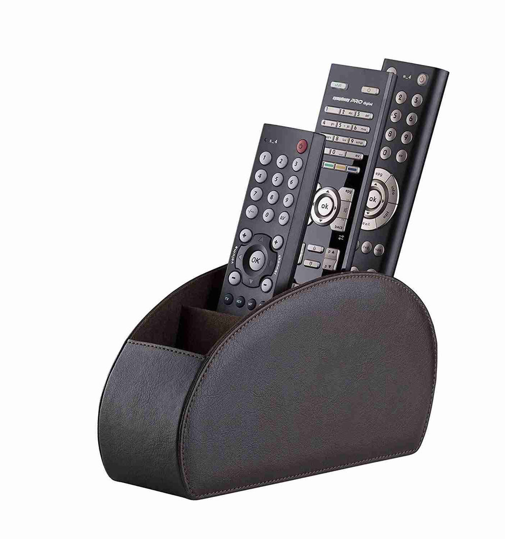 Brown TV Remote Caddy Organizer with 5 Compartments Q4102