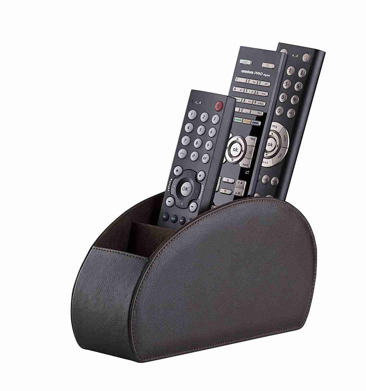 Brown TV Remote Caddy Organizer with 5 Compartments Q4102