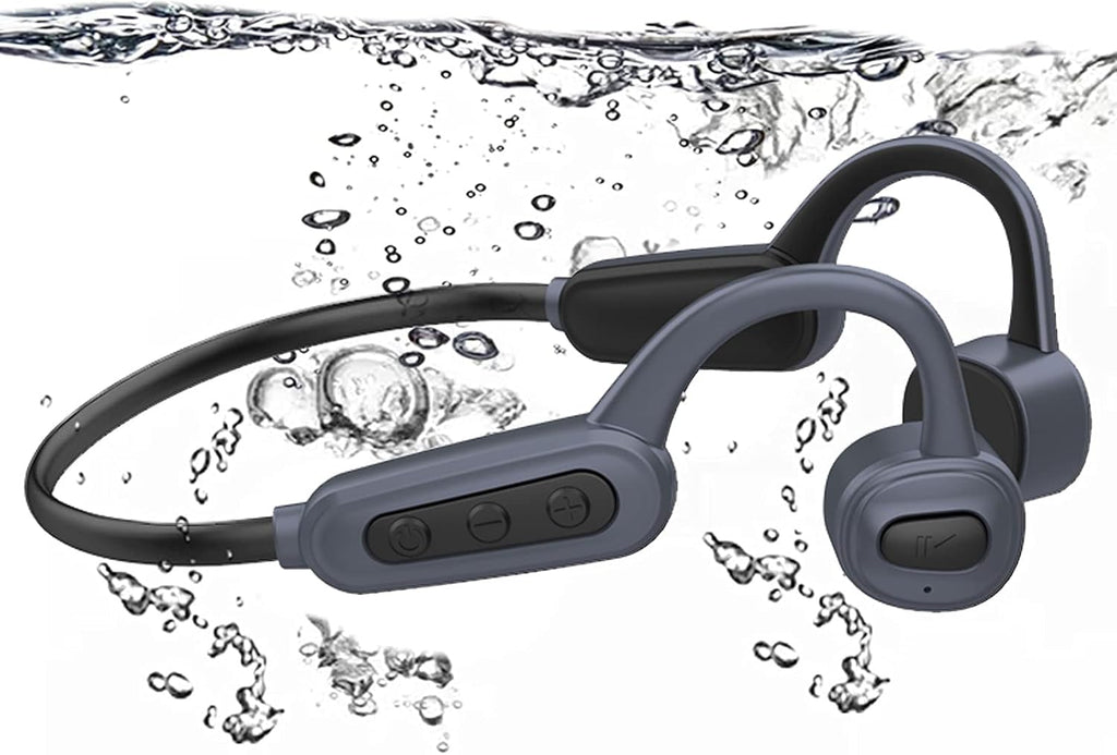 IPX8 Waterproof Bone Conduction Open Ear Headphones with 16G Memory Grey C289