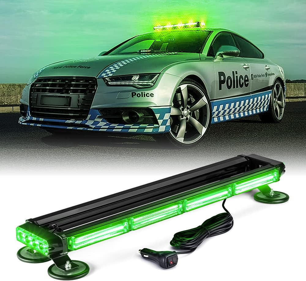 White Amber COB LED Rooftop Strobe Light Bar Double Side 26 High Visibility Emergency Hazard Warning Beacon Lights w/Magnetic Base C458711