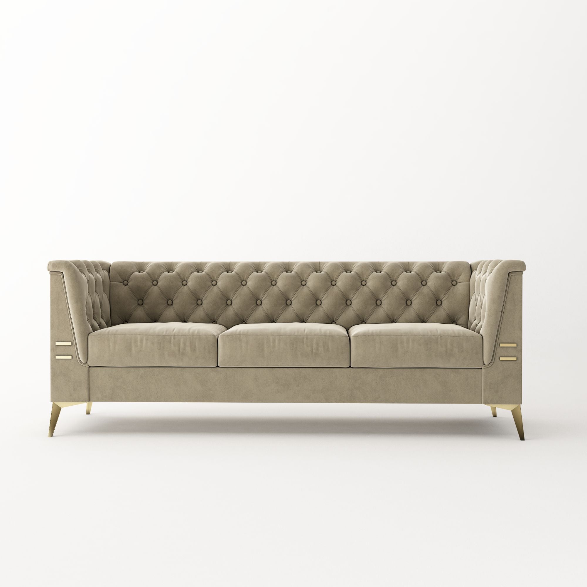 Khaki Velvet Upholstered Sofa Y6264