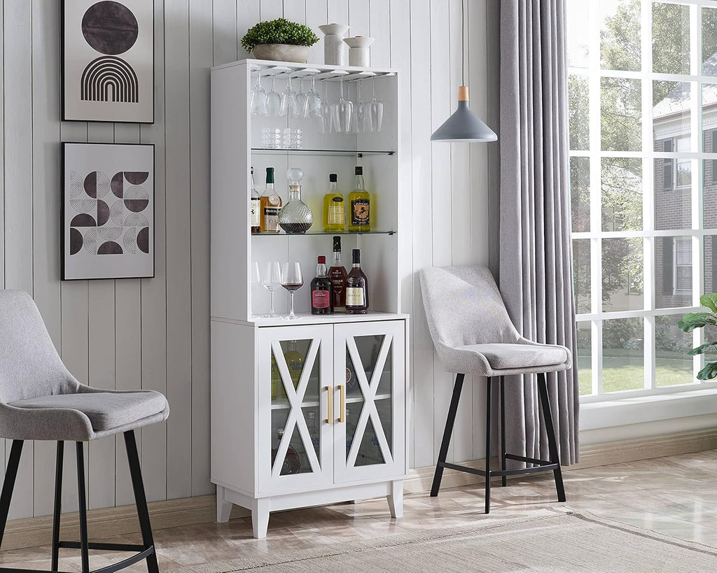 Grey Wash China Cabinet with Glass Shelves and Wire Mesh Doors M379233