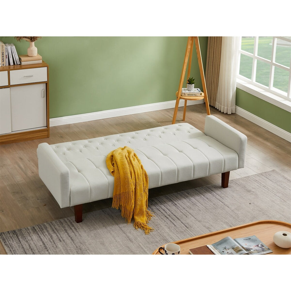 Beige Linen Futon Sofa Bed Z313326