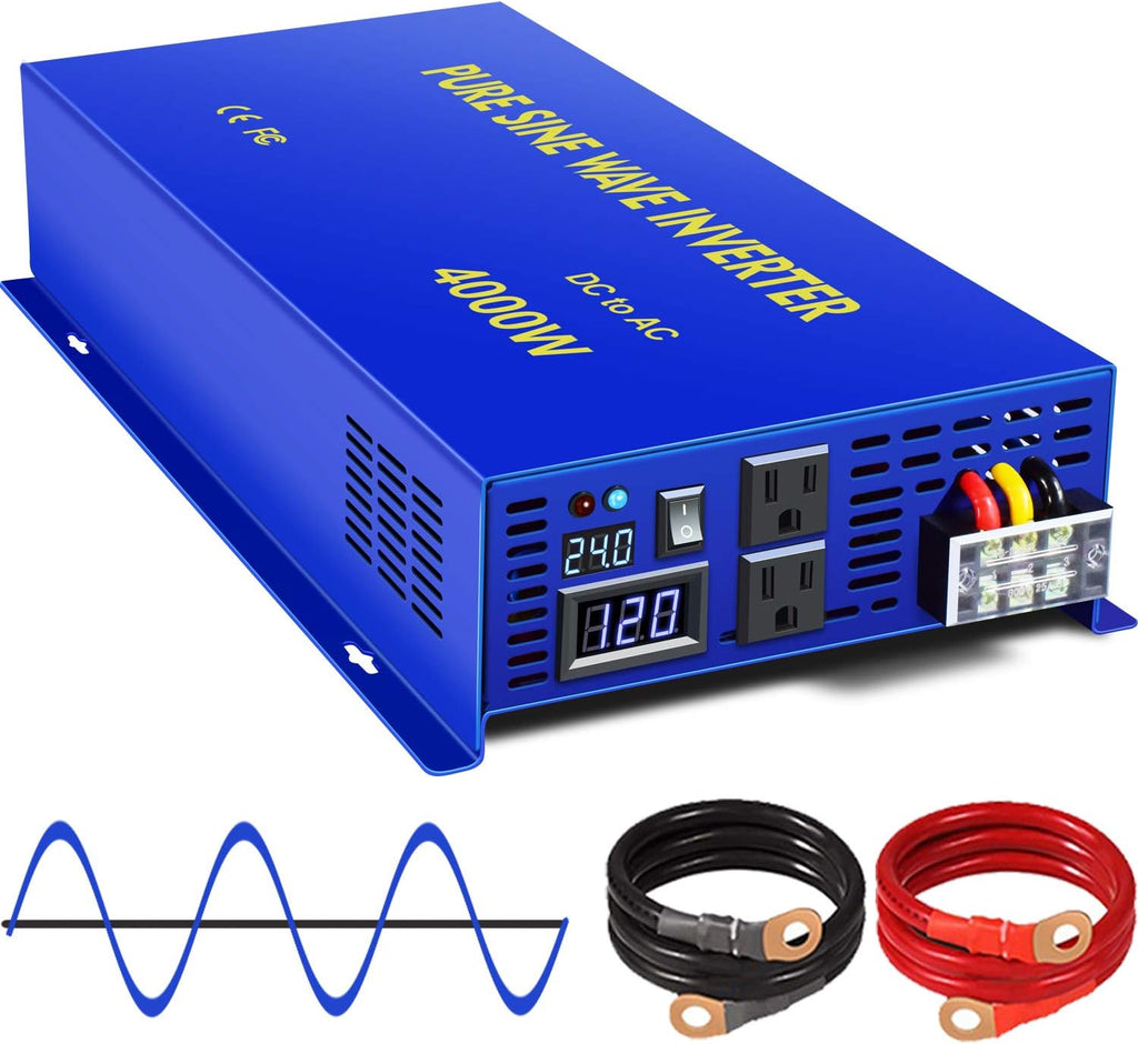 Pure Sine Wave Power Inverter 3500W / 7000W Peak DC 24V to AC 110V 120V with LCD Display G152