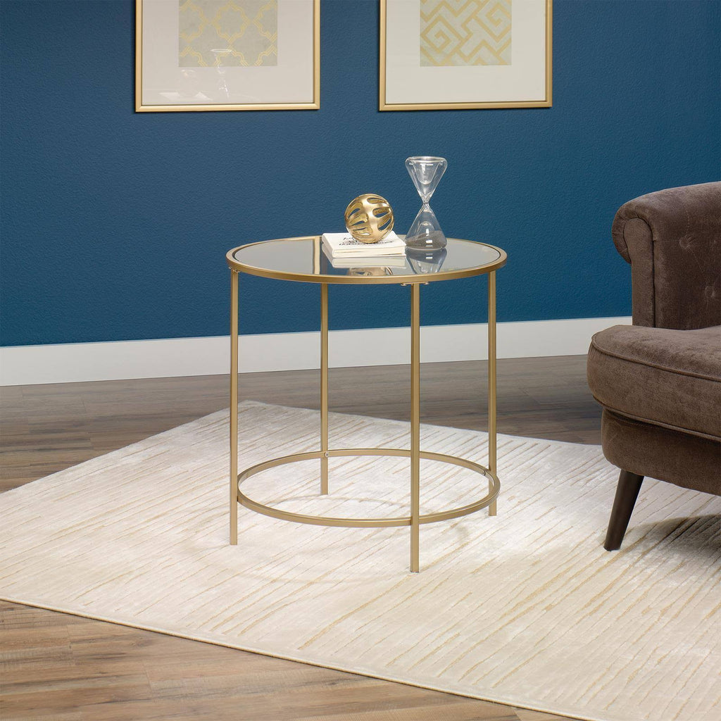 Satin Gold Round End Table S515