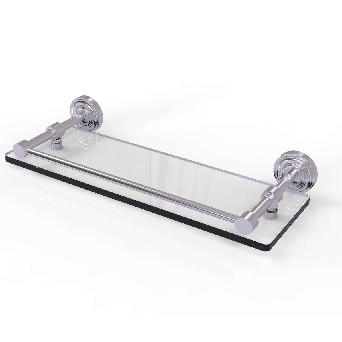 Satin Chrome Glass Shelf with Gallery Rail 16 inch H66436