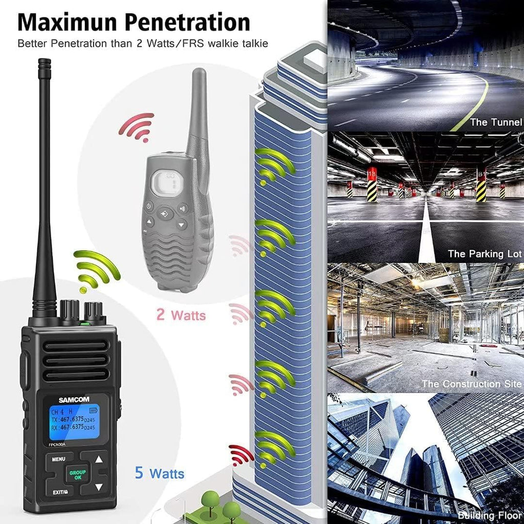 UHF Two-Way Radio Walkie Talkies 5 Watts Rechargeable Hand-held W865
