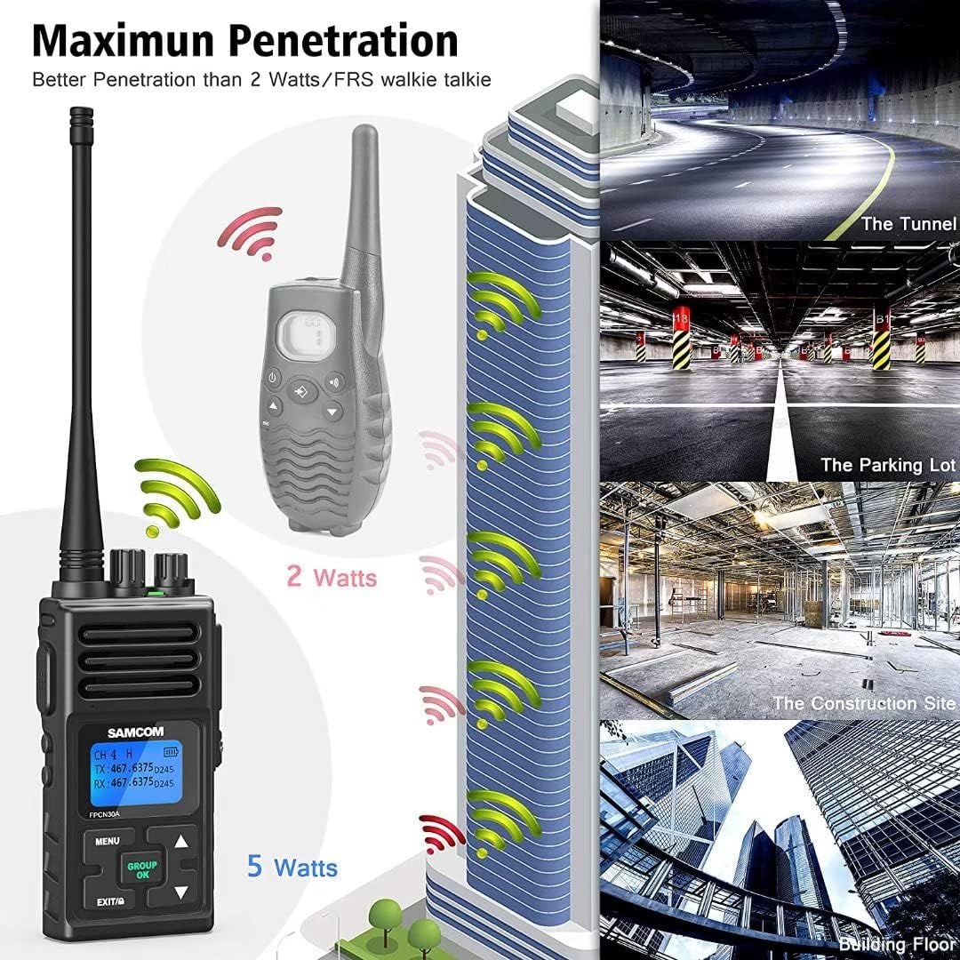 UHF Two-Way Radio Walkie Talkies 5 Watts Rechargeable Hand-held W865