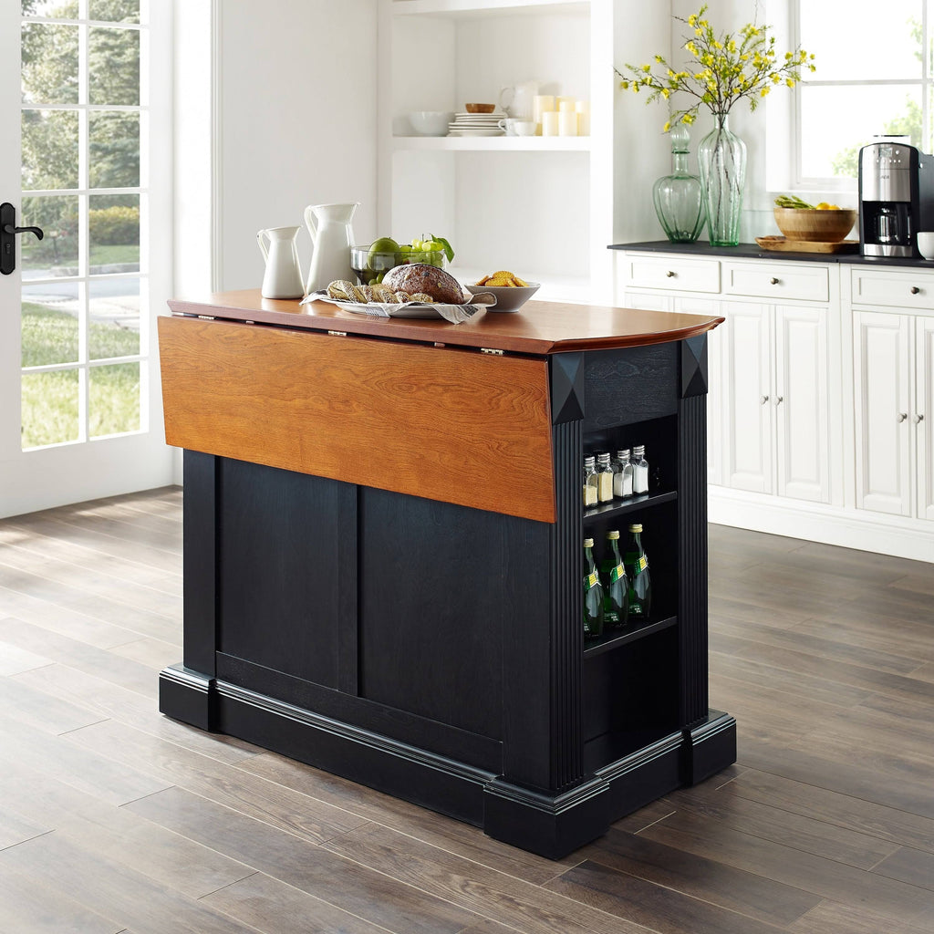 Black Drop Leaf Kitchen Island R772793