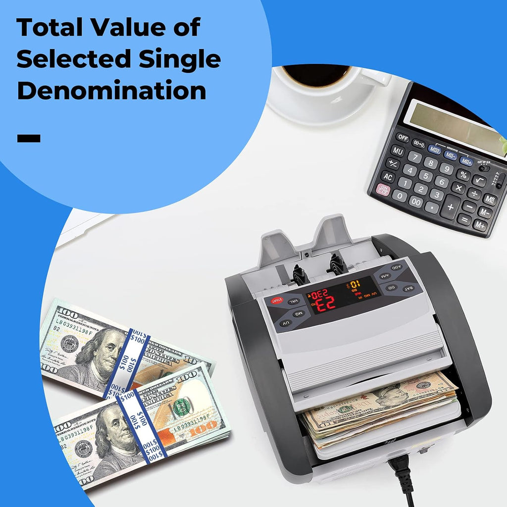 Money Counter Machine with UV/MG/IR/DD Counterfeit Detection A2568