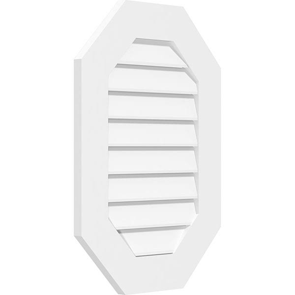 26x22W x 34x22H Vertical Elongated Octagon Surface Mount PVC Gable Vent C1429