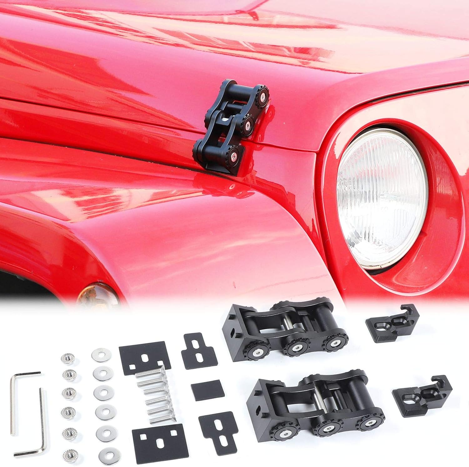 Red Stainless Steel Hood Latches Pack of 2 H331011