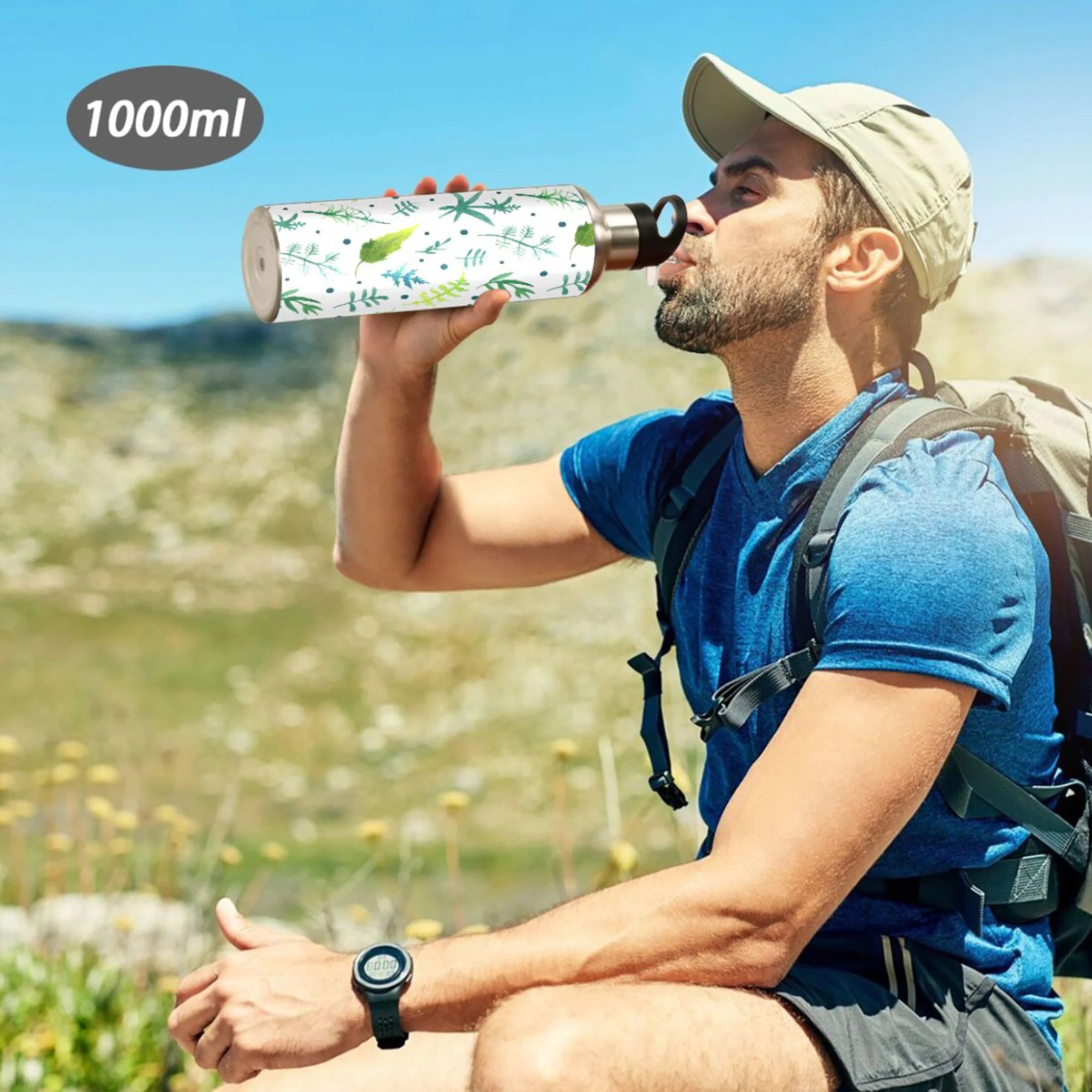 Green Water Bottles Insulated Thermos Kids Stainless Steel Bottle with Straw Lid Flask Leakproof 20 oz Z352