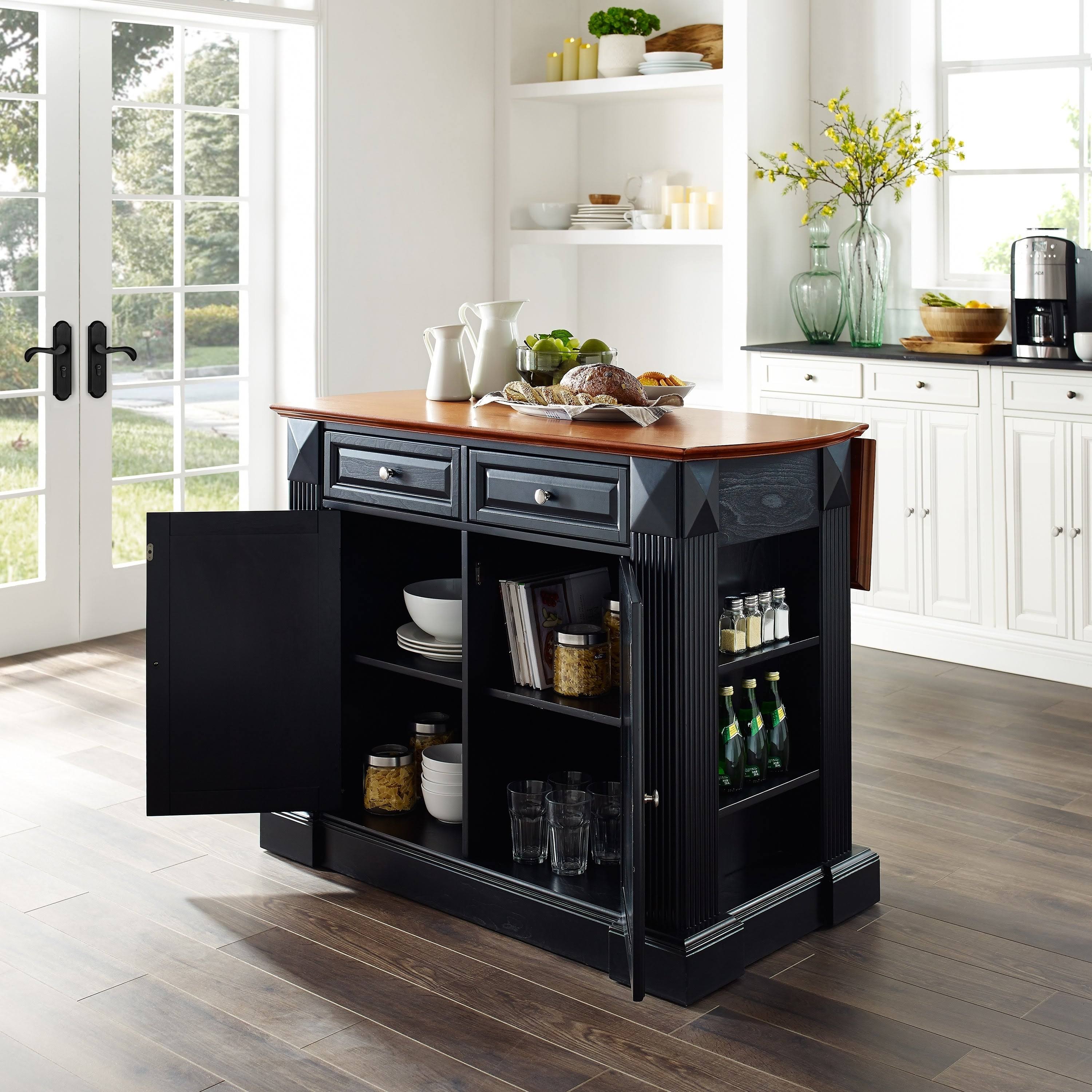 Black Drop Leaf Kitchen Island R772793