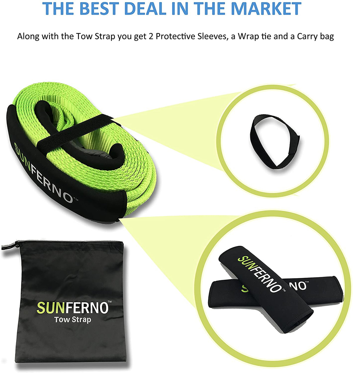 Recovery Tow Strap 35000lb Heavy Duty 3" x 20' I96128