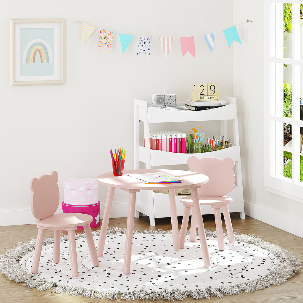 3 Pieces Kids Wood Table and Chair Set F9320