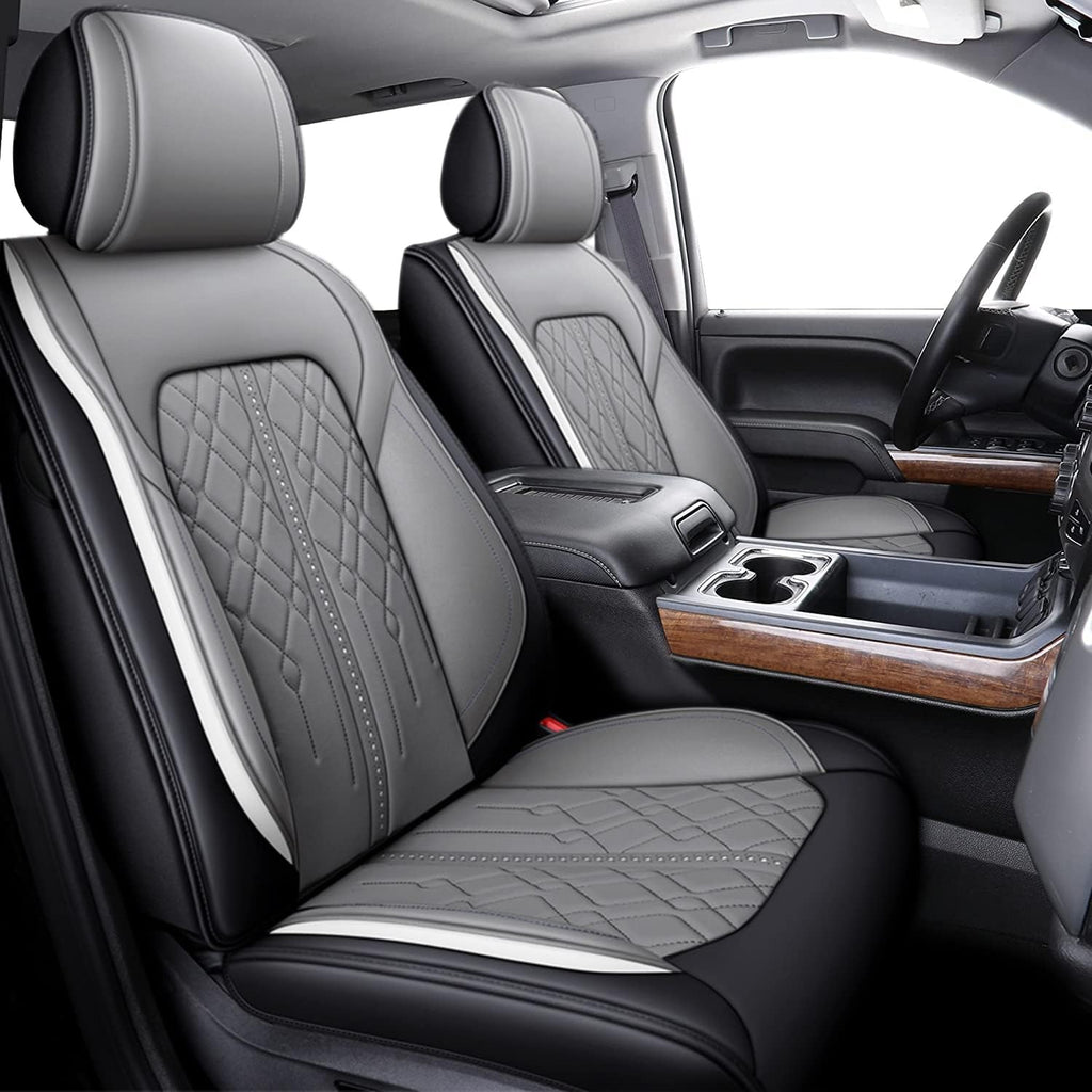 Gray Waterproof Leather Full Set Car Seat Covers R35566