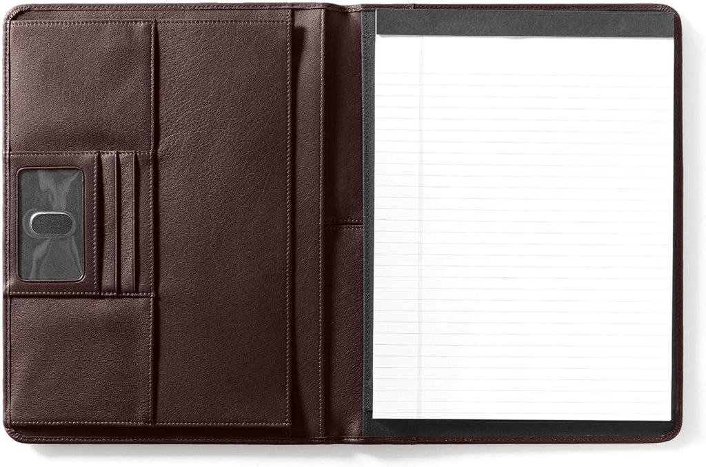Cognac Full Grain Leather Portfolio with Clear ID Window H208