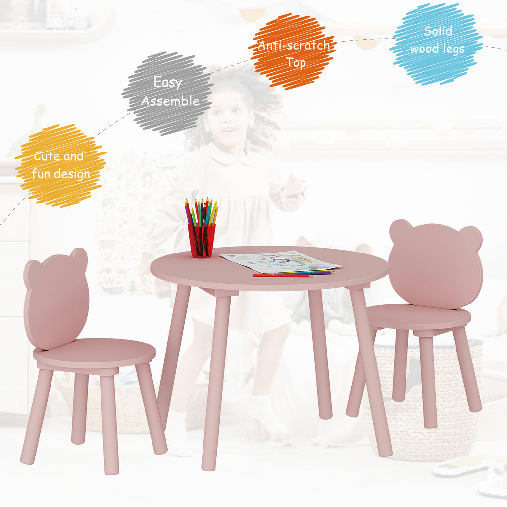 3 Pieces Kids Wood Table and Chair Set F9320